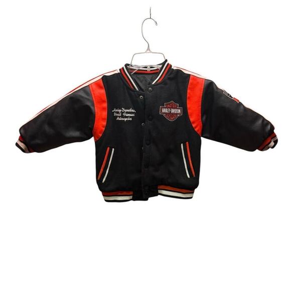 Harley-Davidson Motorcycles Kids Varsity Style reversable coat Jacket Size 6 - Picture 1 of 13